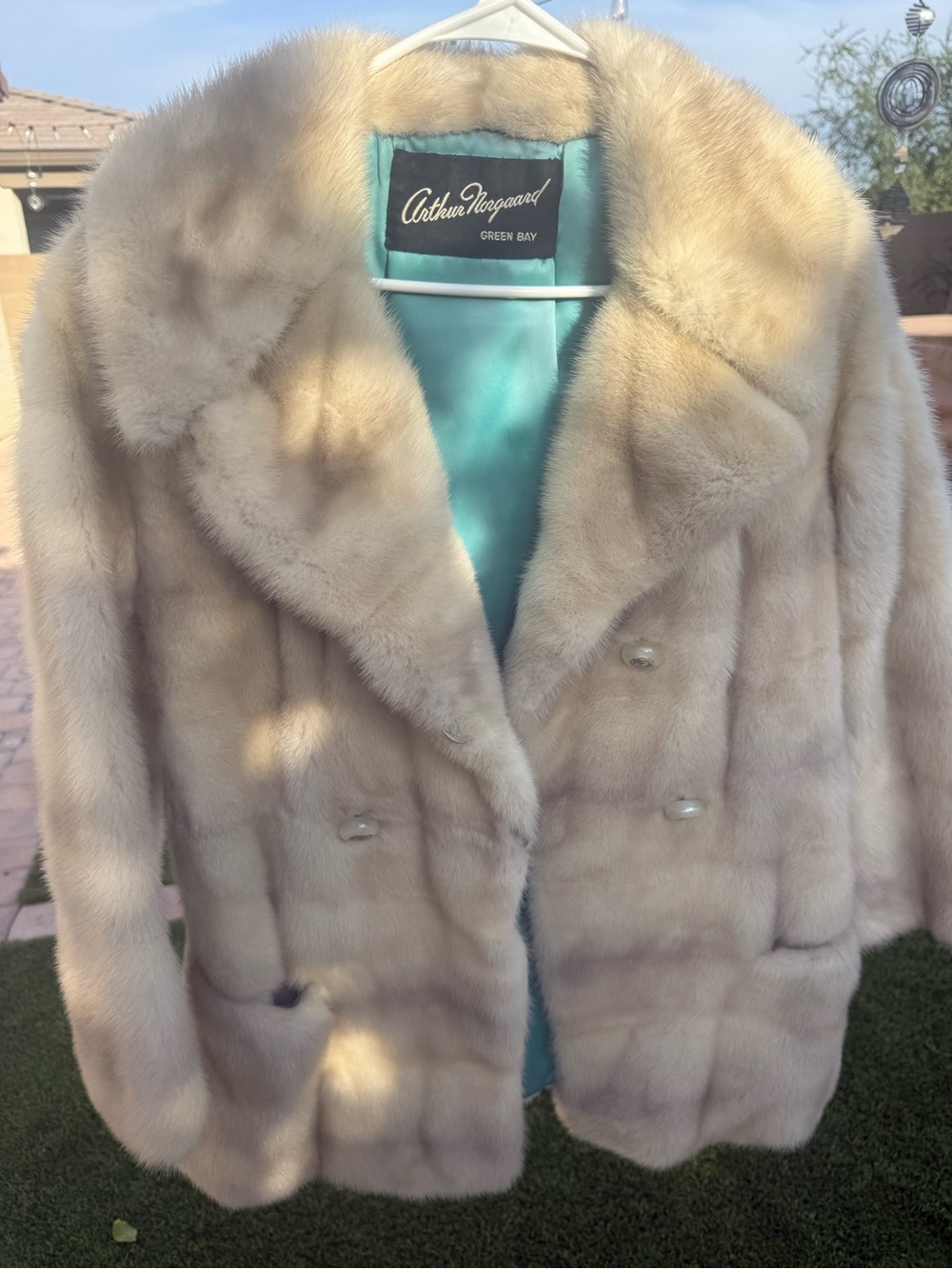 Arthur Nøggaard Women's Cream Mink Double-Breasted Pea Coat